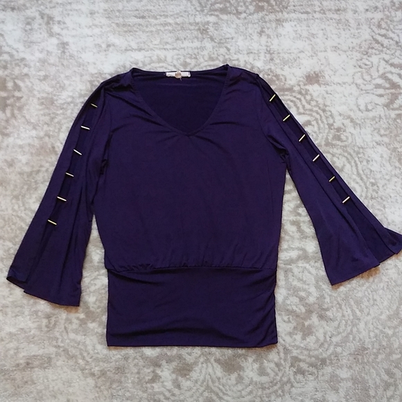 Another Reason Women's Long Sleeve Purple Blouse With Gold on Sleeves,size small - Picture 1 of 6